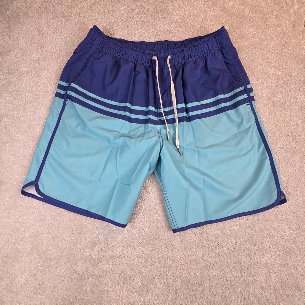 Fair Harbor Mens Blue Colorblock Swim Trunks Size L Breeze Knit Liner